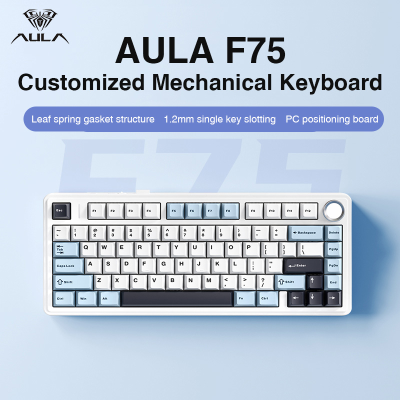 Gaming Keyboard Blue Switches - AULA F75 2.4G Wireless/Bluetooth/Wired Gaming Mechanical