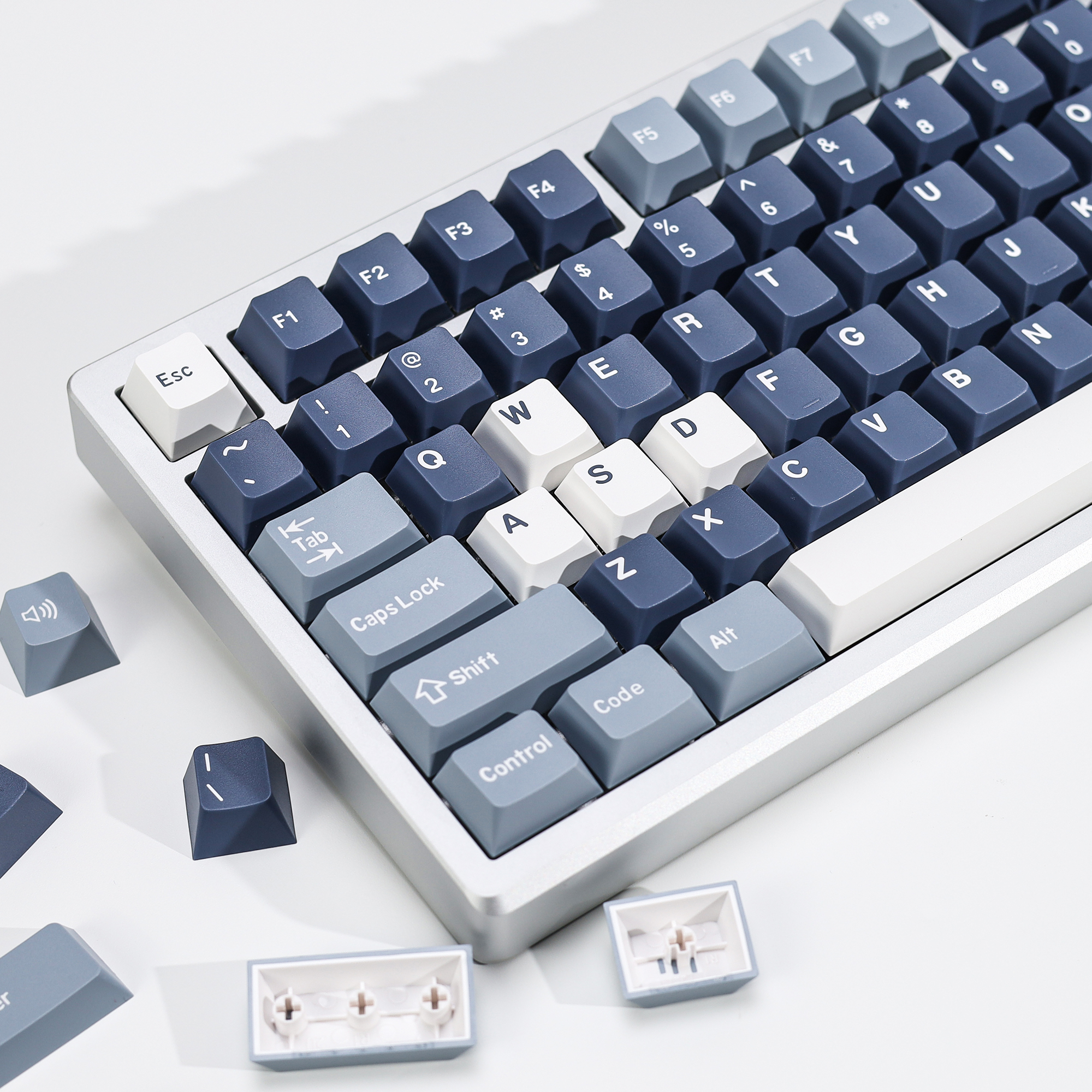 Gaming Keyboard Blue Switches - KBDiy Fishing Keycaps ISO PBT Cherry
