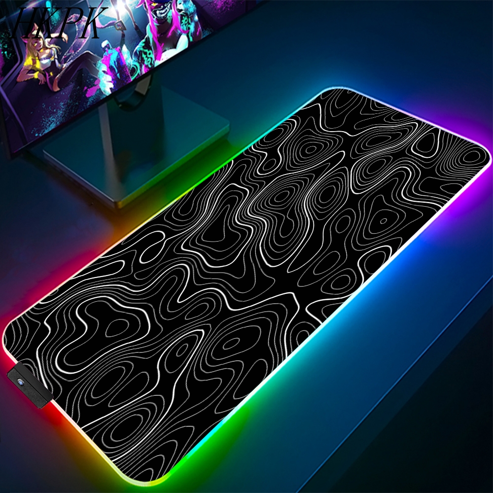 Gaming Keyboard Theme - 90x40cm Black And White Line RGB
