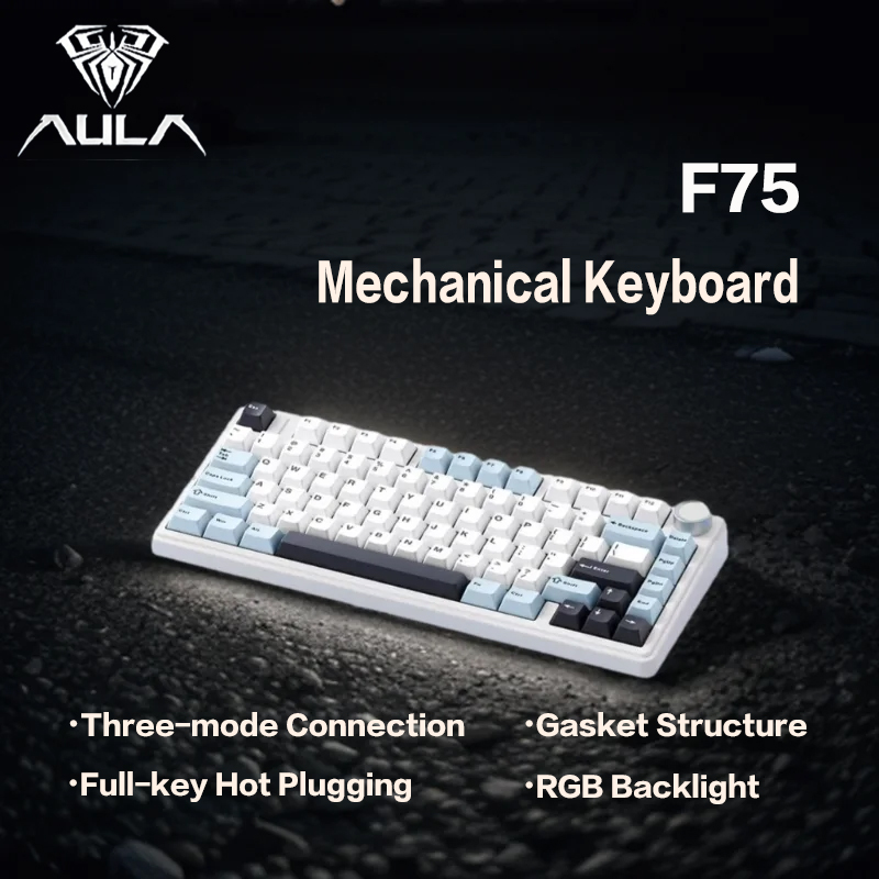 Gaming Keyboard Blue Switches - AULA F75 Mechanical keyboard, wireless with
