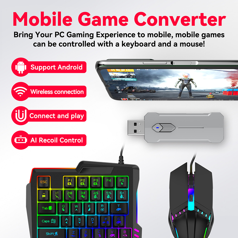5 in 1 Mobile Game Converter K - Gaming Keyboard And Mouse Converter For Mobile บทวิจารณ์และราคา