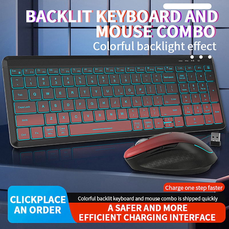 RGB Backlit Silent Wireless Ke - Gaming Keyboard Bundle บทวิจารณ์และราคา