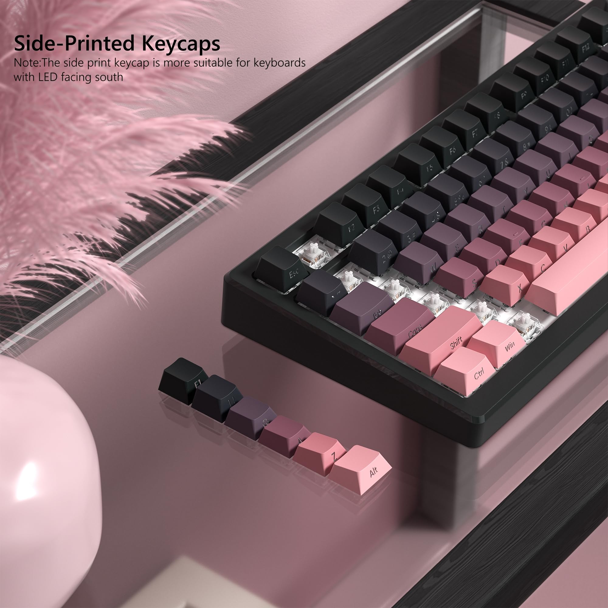 136 Key Black and Pink Print B - Keyboard Gaming Black บทวิจารณ์และราคา