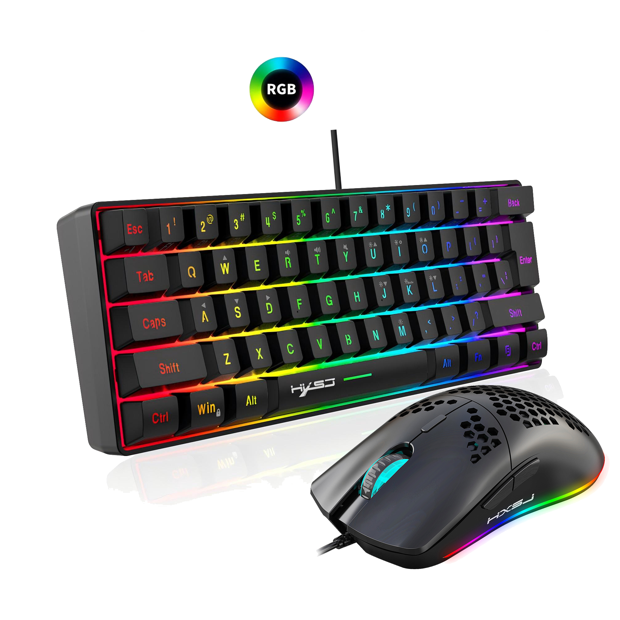 Hot selling HXSJ 61 keys V700  - Gaming Keyboard Mouse Combo บทวิจารณ์และราคา