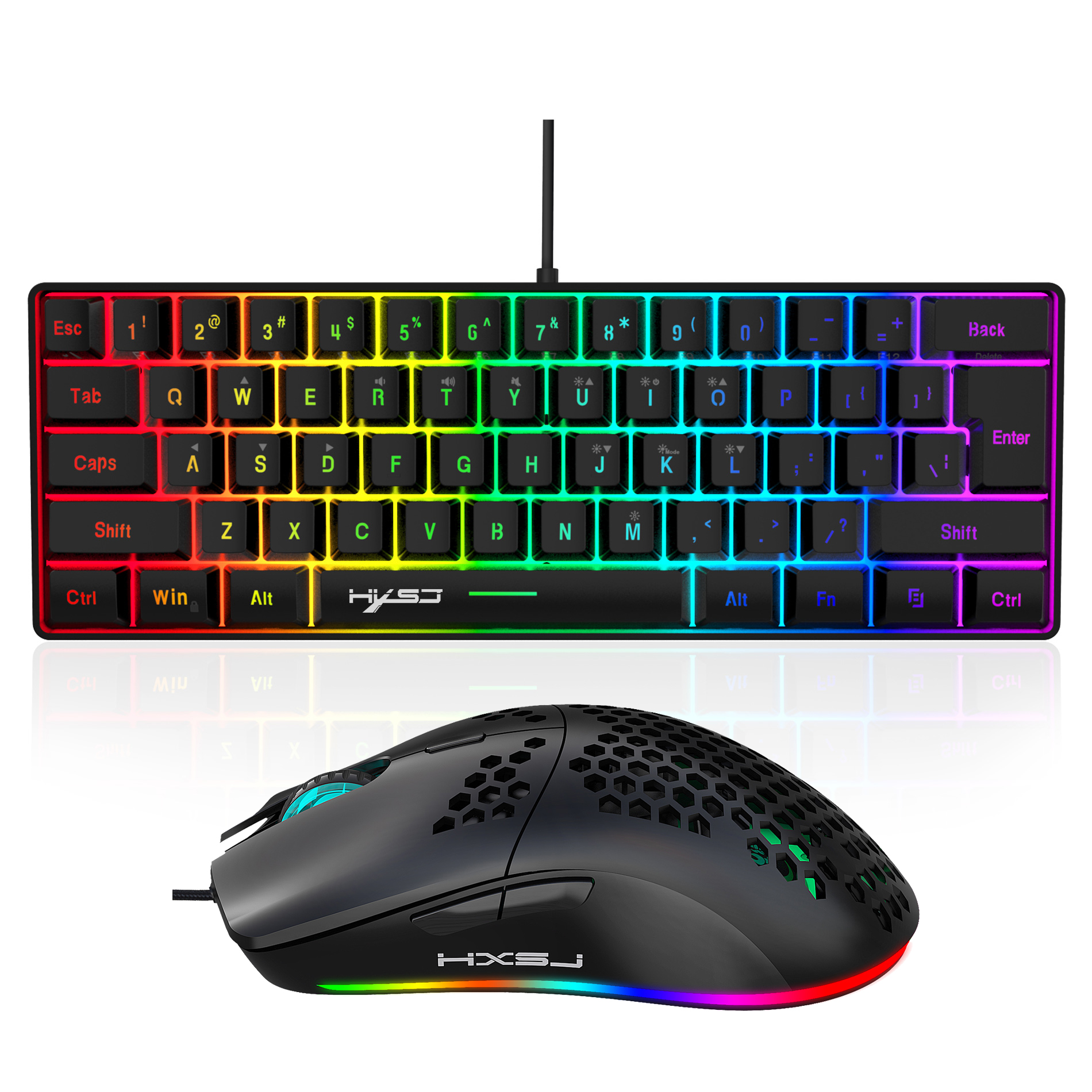 Hot selling HXSJ 61 keys V700  - Gaming Keyboard Mouse Combo บทวิจารณ์และราคา