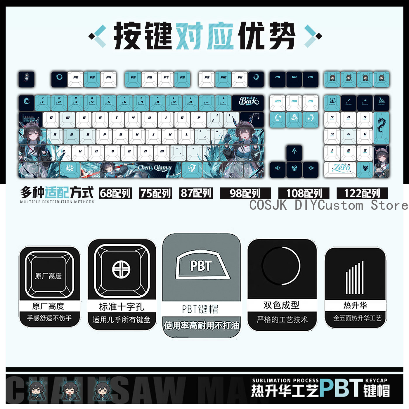 122 Keys Anime Chen Qianyu Ark - Gaming Keyboard Mechanical บทวิจารณ์และราคา