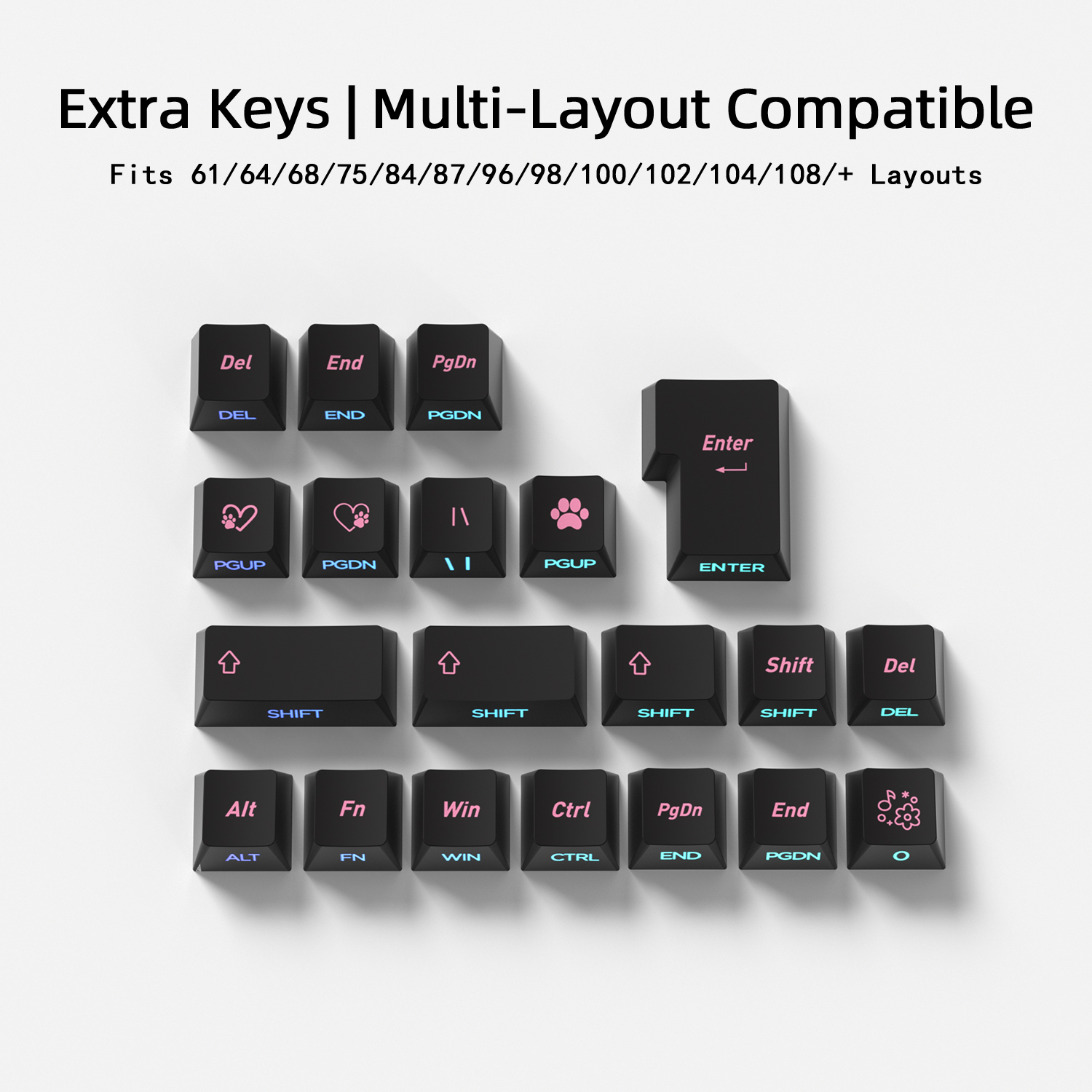 Black Pink Cat Korean Keycaps  - Keyboard Gaming Black บทวิจารณ์และราคา