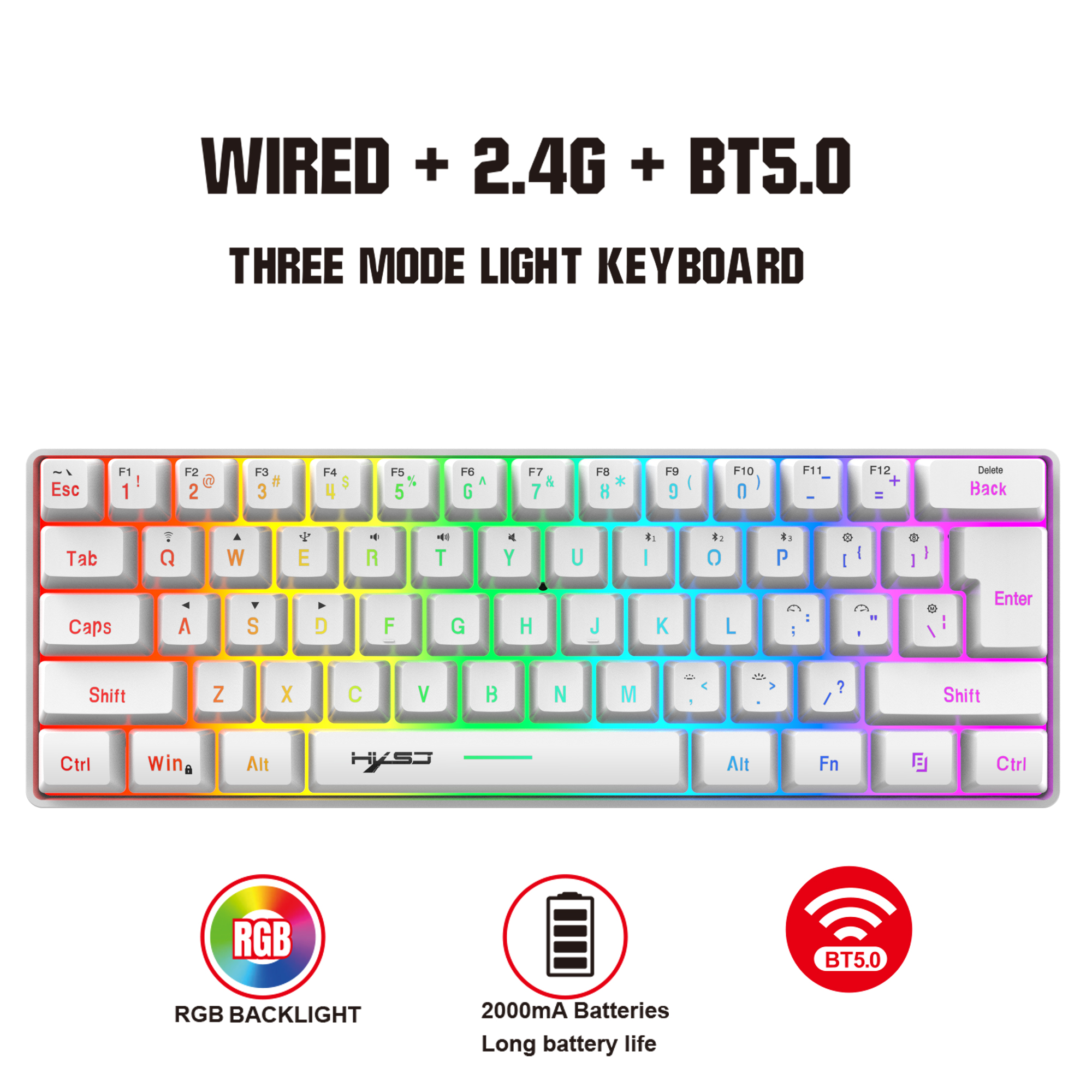 HXSJ L500 Tri mode wired wirel - Gaming Keyboard Bundle บทวิจารณ์และราคา