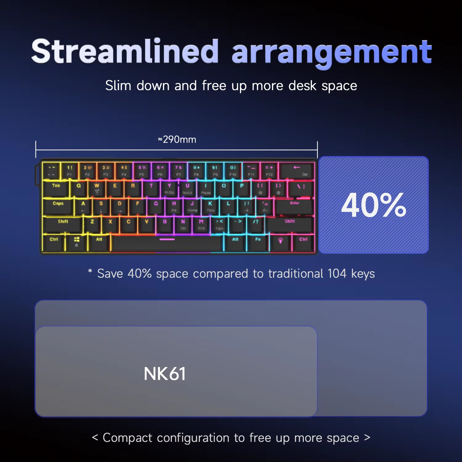 AJAZZ NK61 61-Key Red Switch W - Gaming Keyboard Blue Switches บทวิจารณ์และราคา