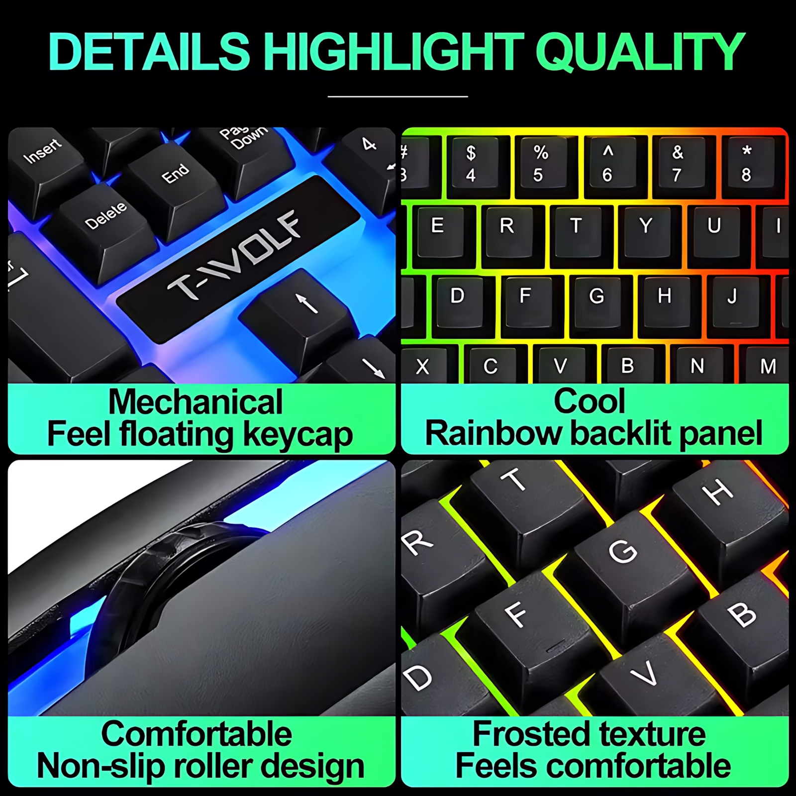 Rainbow Backlit Wired Keyboard - Gaming Keyboard Mouse Combo บทวิจารณ์และราคา