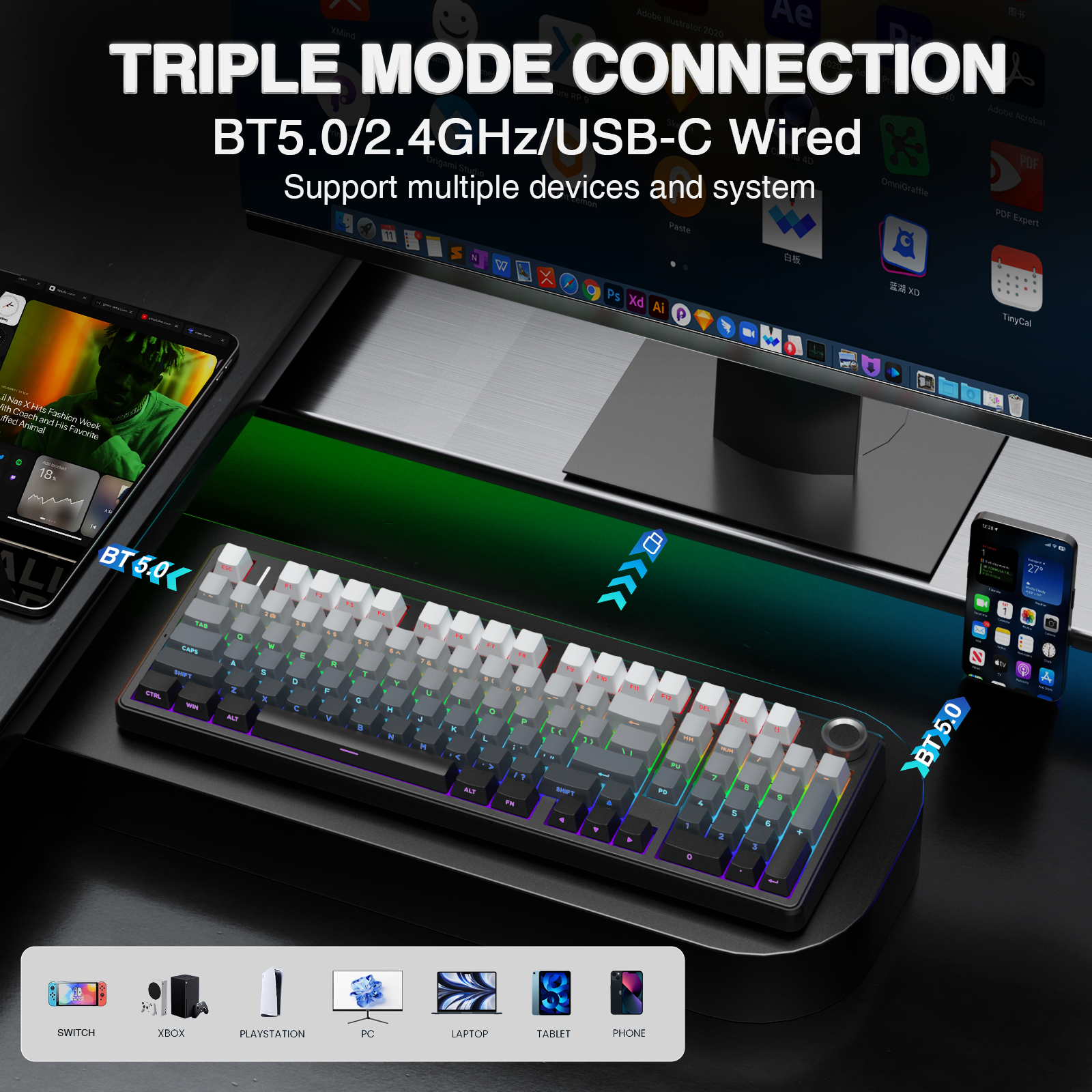 AULA F99PRO Wireless Gaming Ke - Gaming Keyboard Blue Switches บทวิจารณ์และราคา