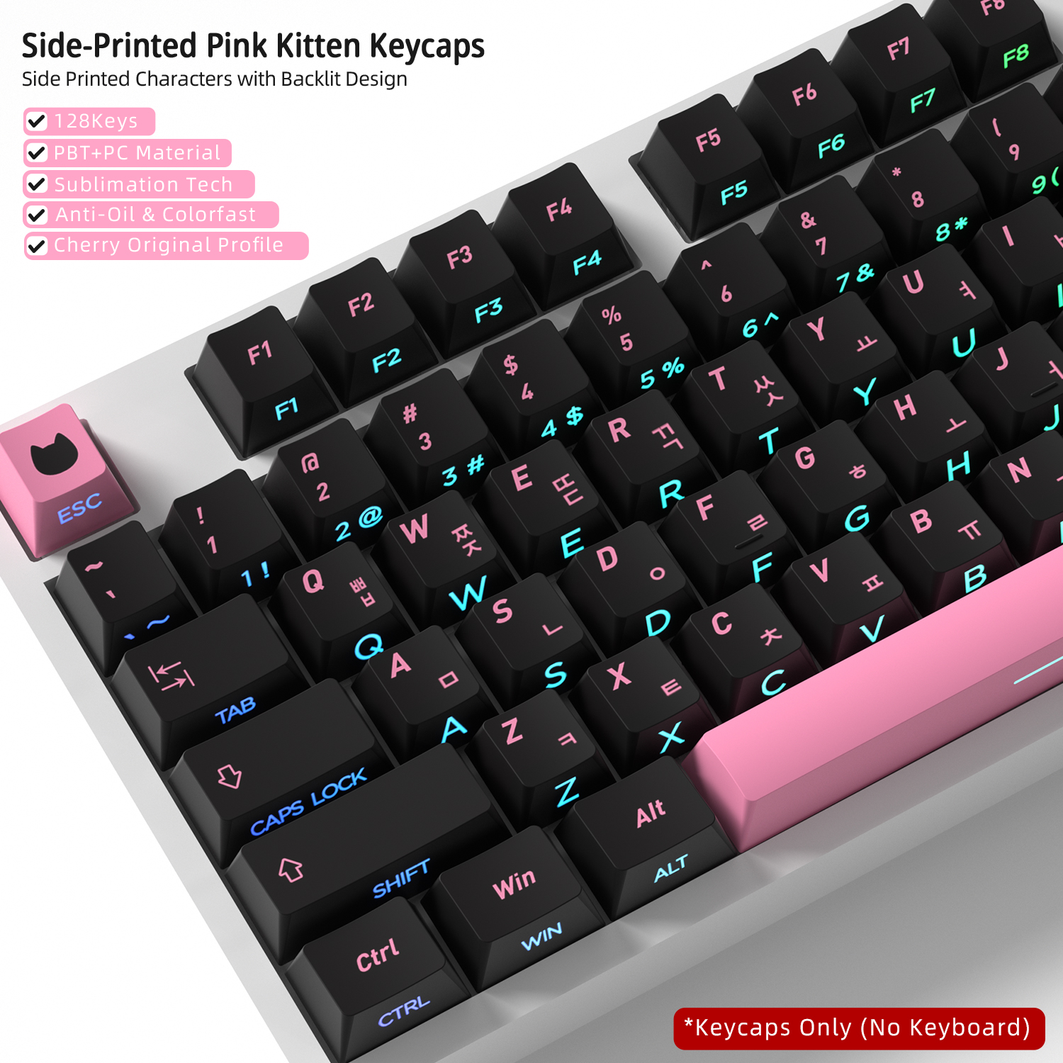 Cute Cat Side Printed Korean K - Keyboard Gaming Black บทวิจารณ์และราคา