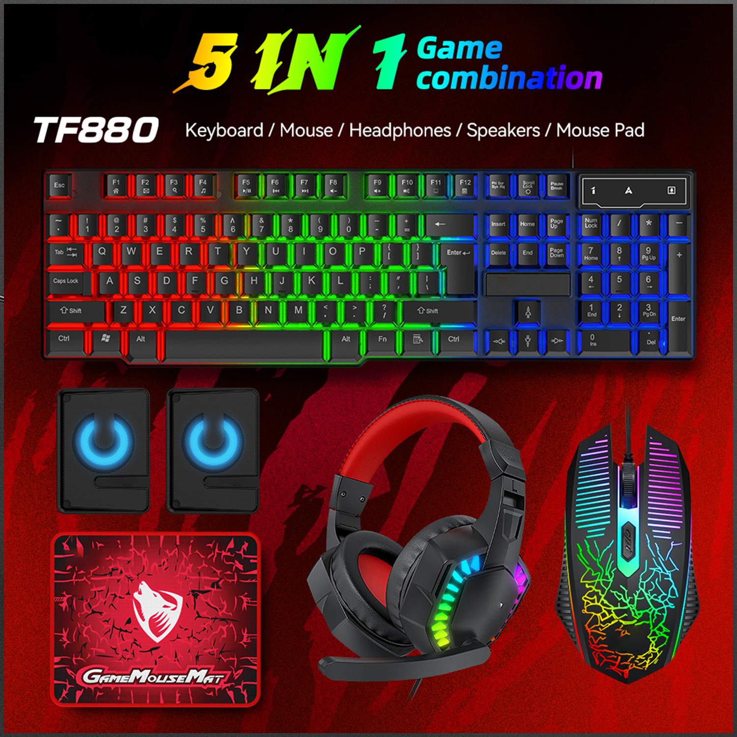 5-in-1 Set Gaming Combo Keyboa - Gaming Keyboard Mouse Combo บทวิจารณ์และราคา