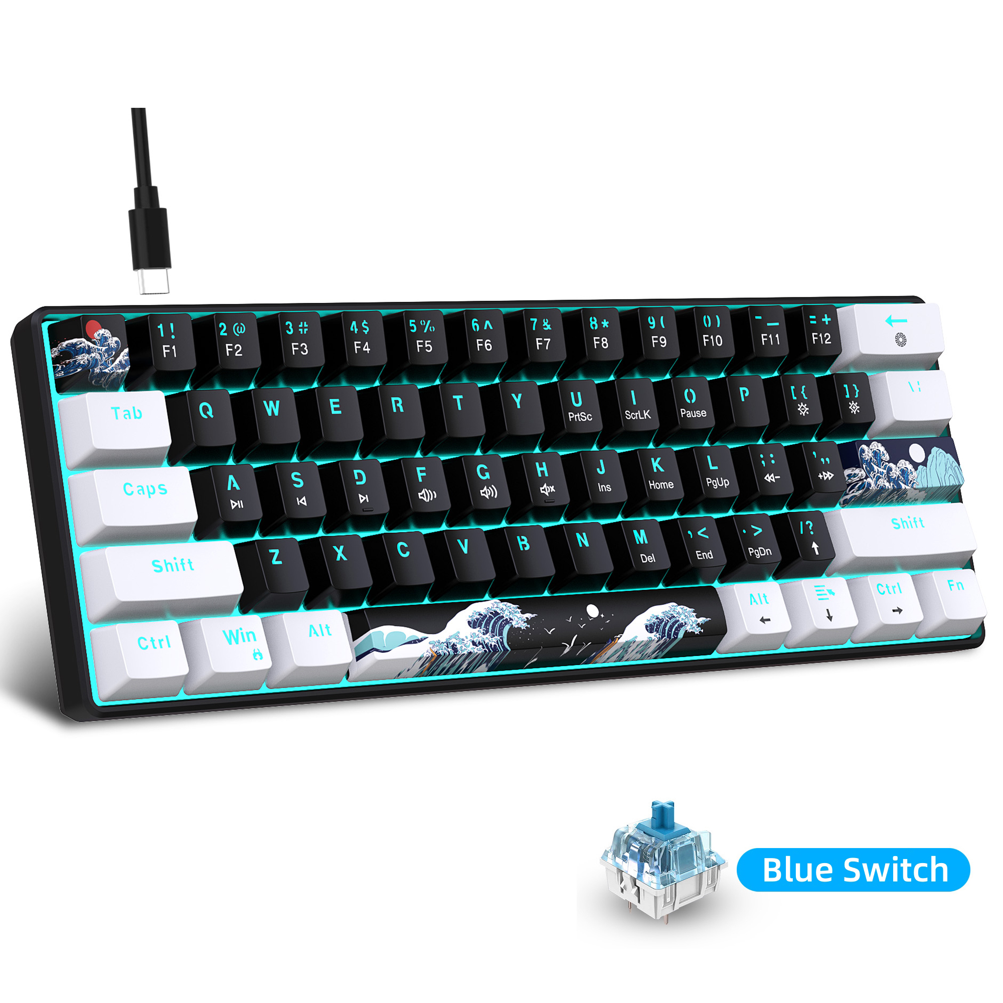 60% Mechanical Keyboard, Gamin - Gaming Keyboard Blue Switches บทวิจารณ์และราคา