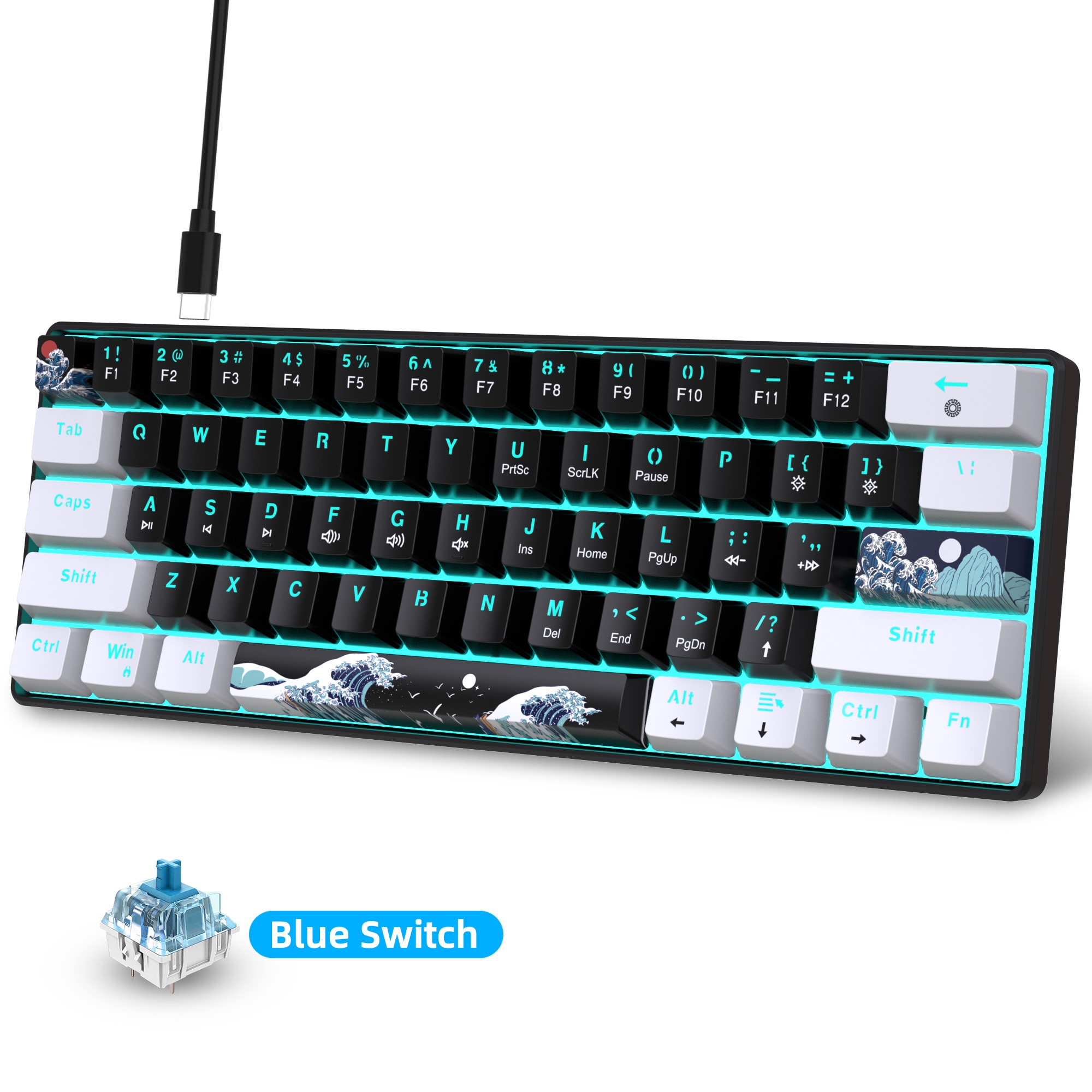 60% Mechanical Keyboard, Gamin - Gaming Keyboard Blue Switches บทวิจารณ์และราคา