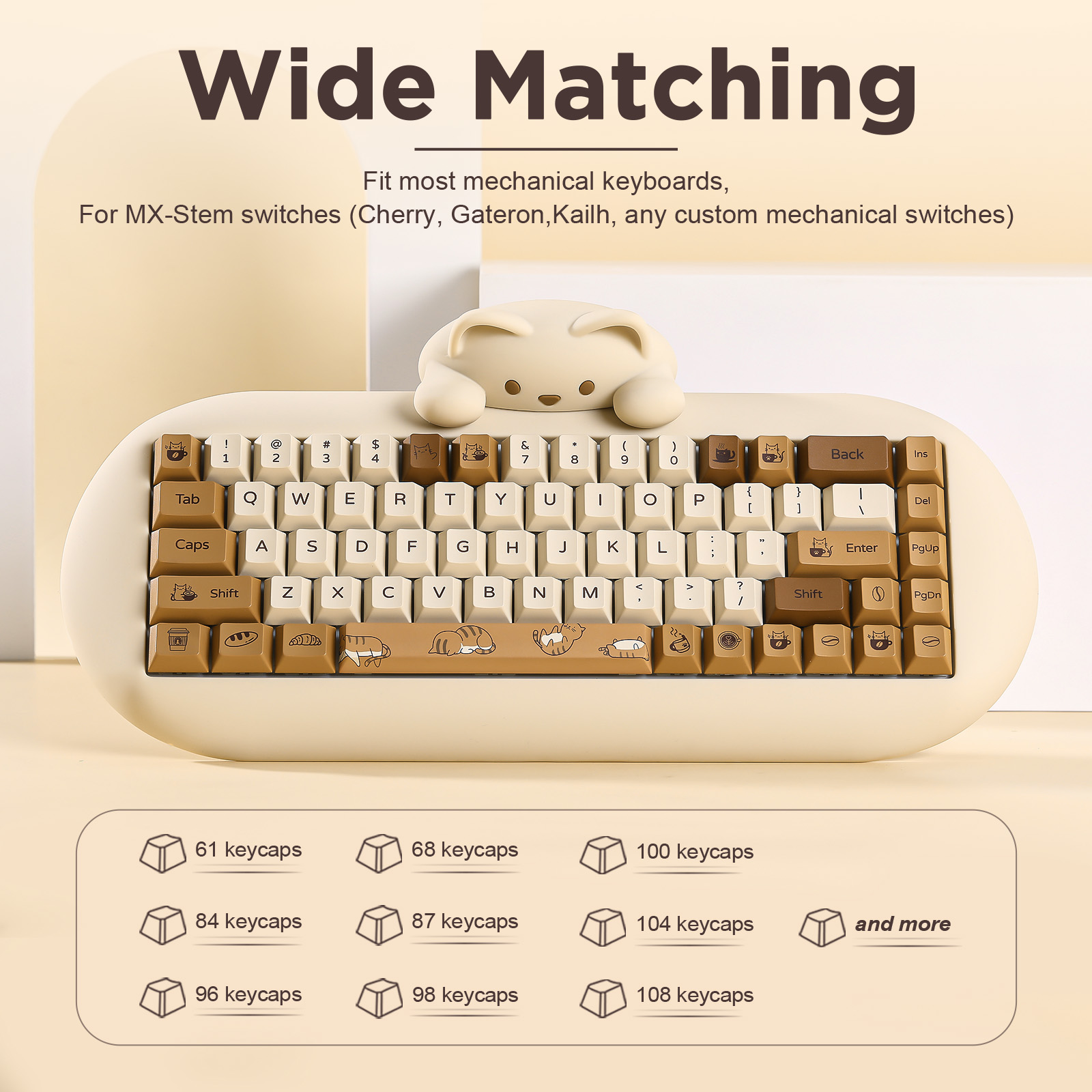 YUNZII Coffee Cat PBT Keycaps, - Gaming Keyboard Bundle บทวิจารณ์และราคา