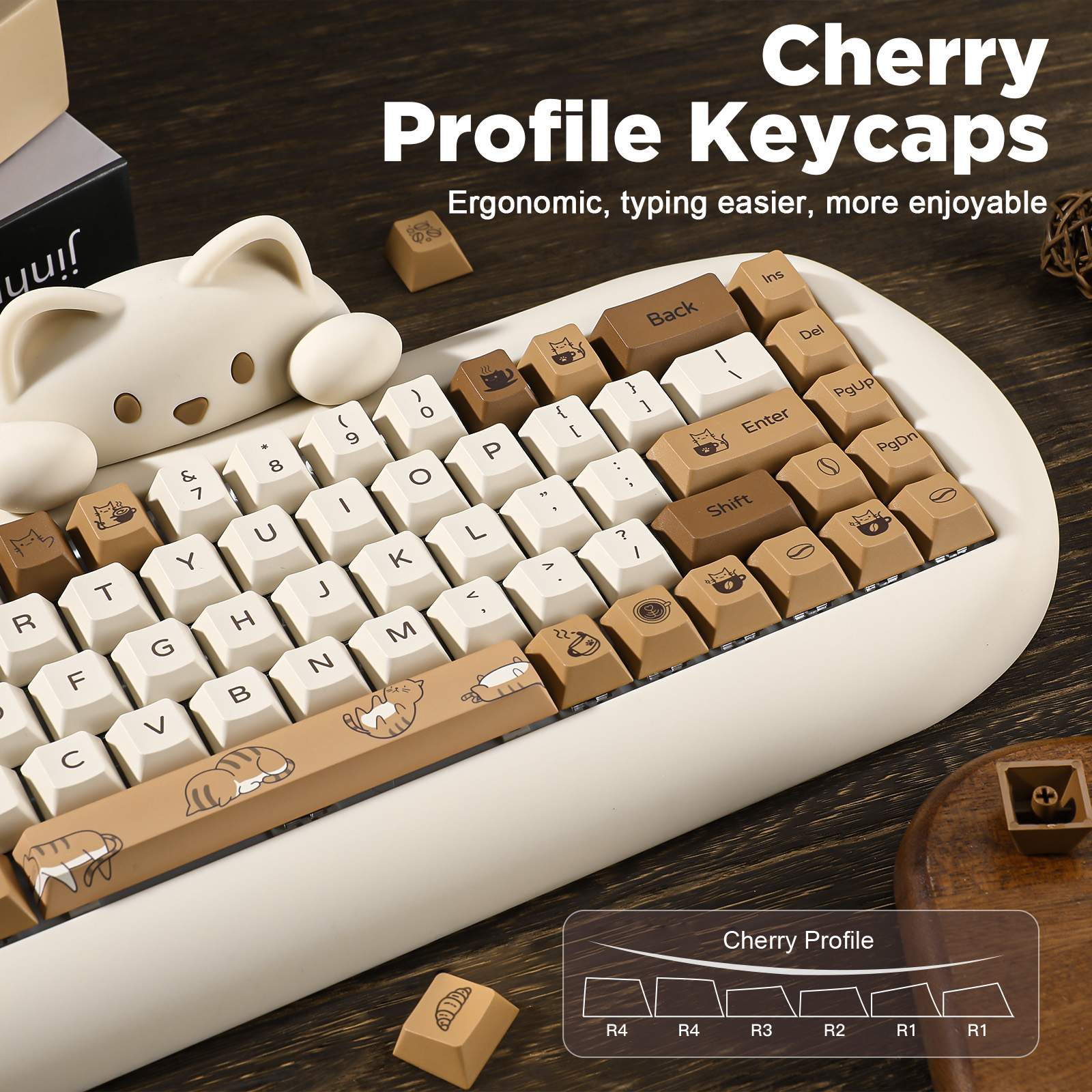 YUNZII Coffee Cat PBT Keycaps, - Gaming Keyboard Bundle บทวิจารณ์และราคา