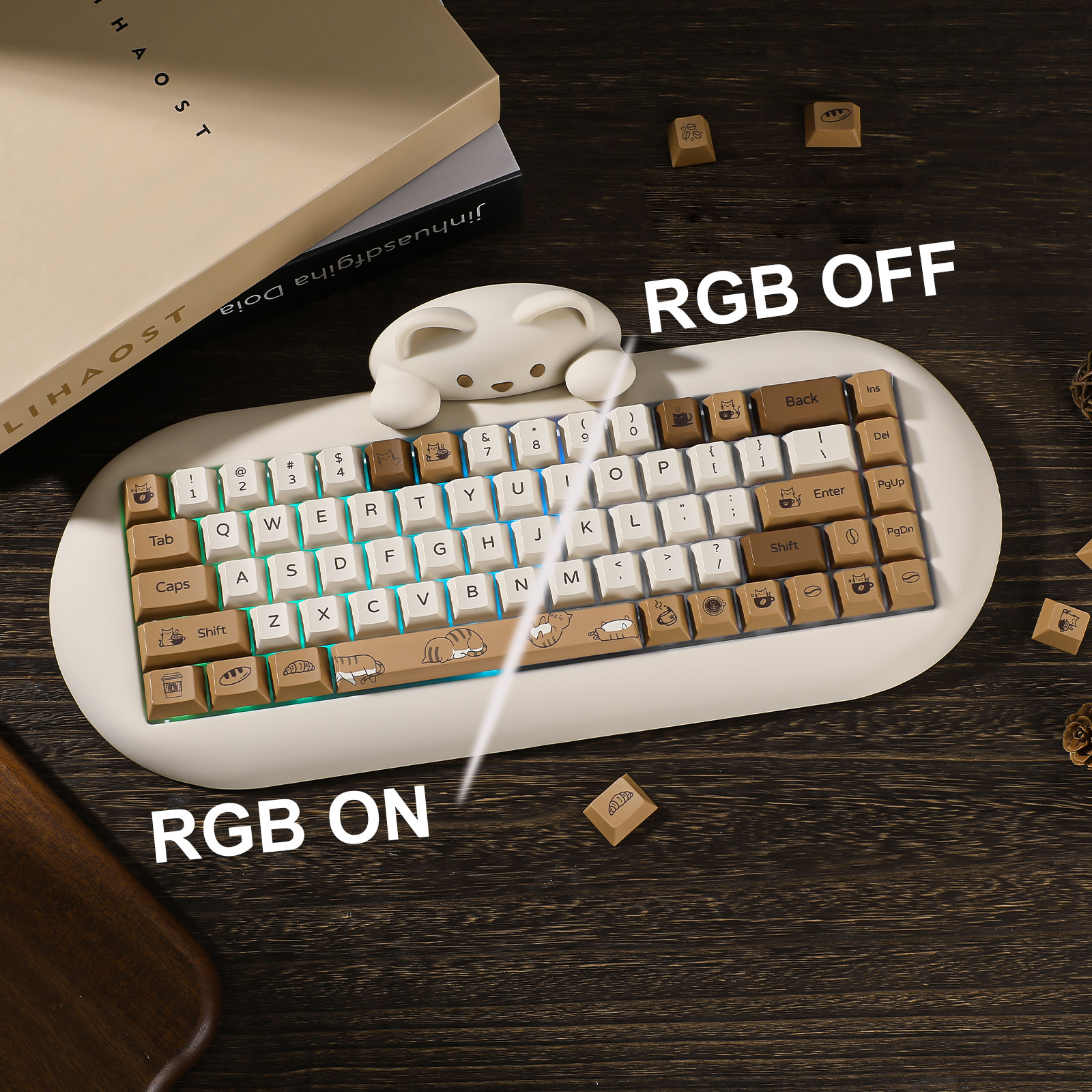 YUNZII Coffee Cat PBT Keycaps, - Gaming Keyboard Bundle บทวิจารณ์และราคา