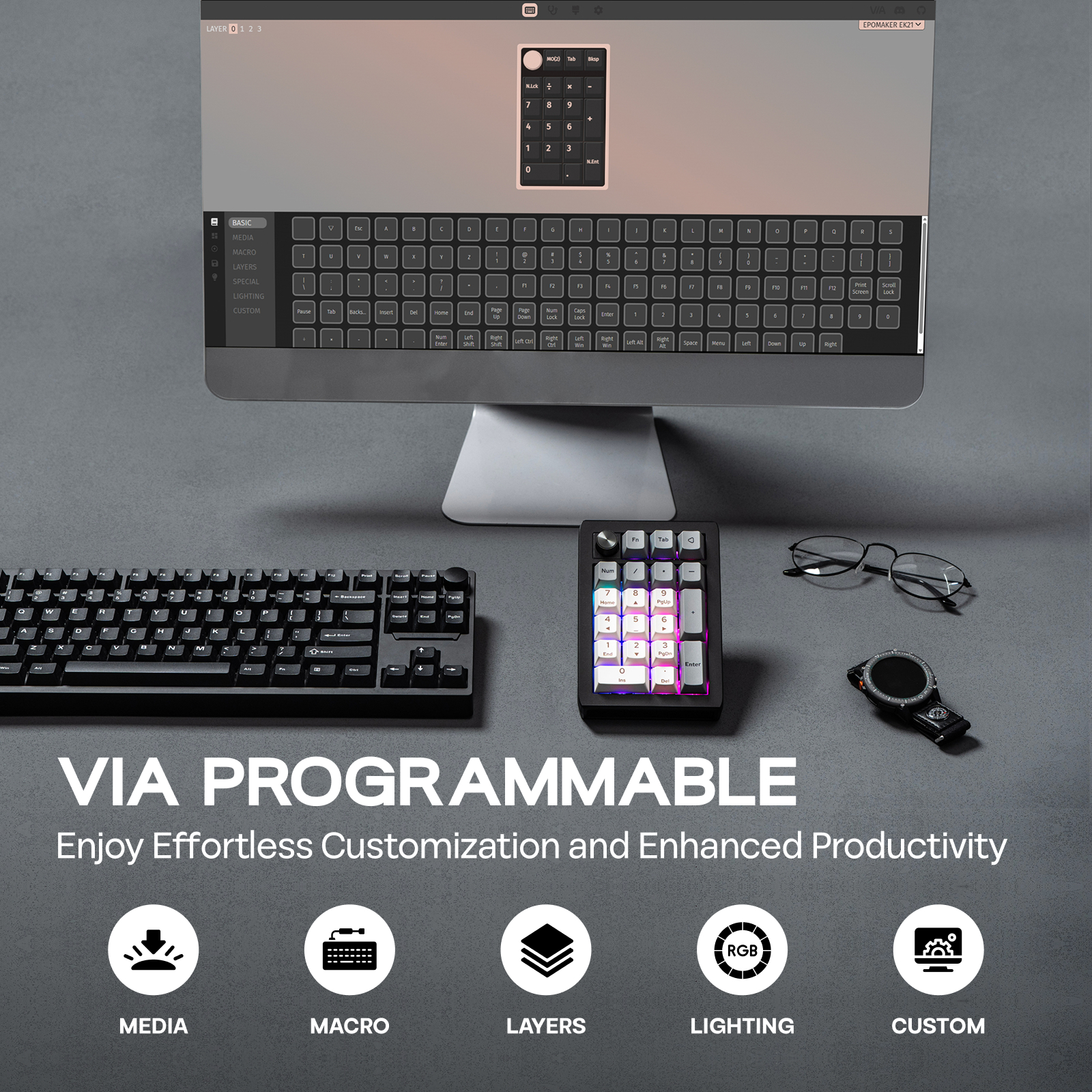 EPOMAKER EK21 VIA 20% Gasket W - Gaming Keyboard Mini Mechanical บทวิจารณ์และราคา